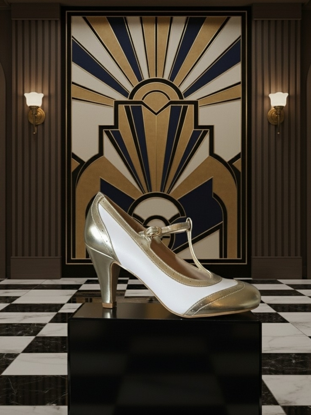 Tango By J. Adams Two-Tone Mary Jane Pump in White and Gold